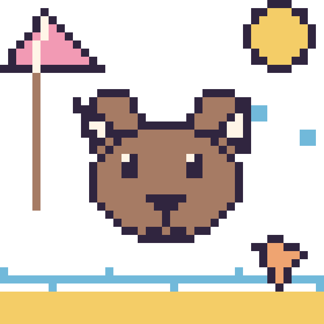 Modèle de pixel art Bison à la plage sur une grille de 40 par 40 cases