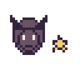 Pixel art Black Panther mini et Étoile mini, grille 32 × 32