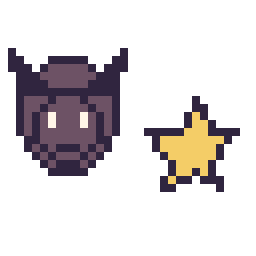 Pixel art Black Panther mini et Étoile simple 12 × 12, grille 32 × 32