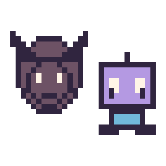 Modèle de pixel art Black Panther mini et Robot kawaii 16 × 16 sur une grille de 32 par 32 cases