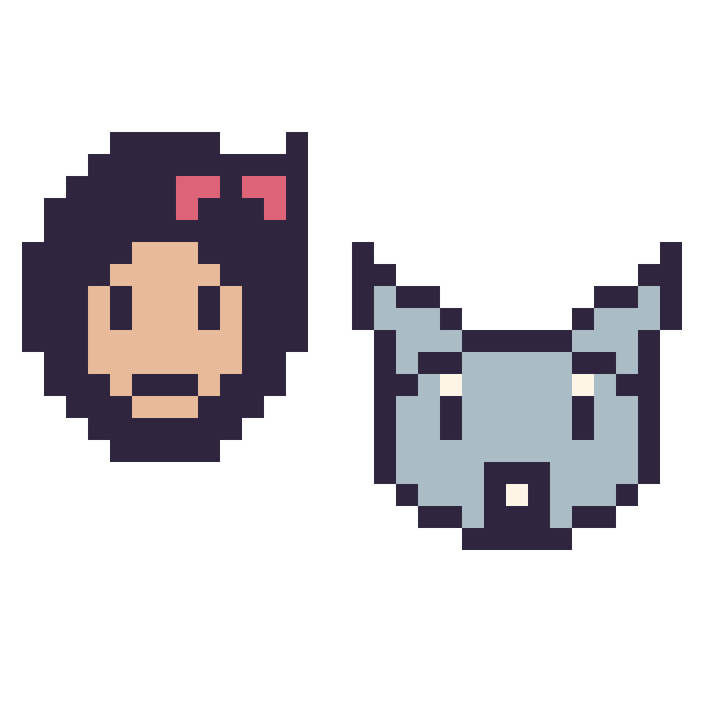Modèle de pixel art Blanche-Neige mini et Bourriquet mini sur une grille de 32 par 32 cases
