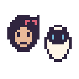 Pixel art Blanche-Neige mini et EVE mini, grille 32 × 32