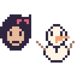 Pixel art Blanche-Neige mini et Olaf mini, grille 32 × 32