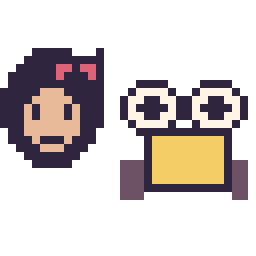 Pixel art Blanche-Neige mini et Wall-E mini, grille 32 × 32