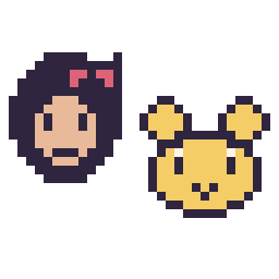 Pixel art Blanche-Neige mini et Winnie l’ourson mini, grille 32 × 32