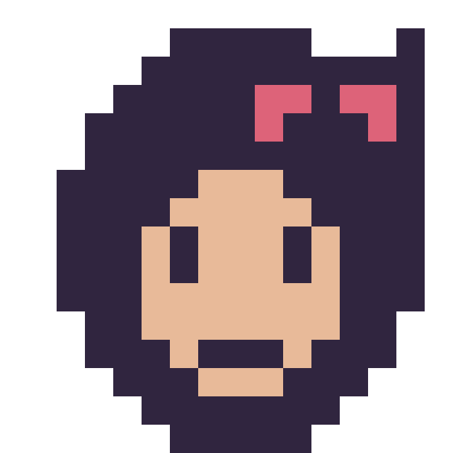 Modèle de pixel art Blanche-Neige mini 16 × 16 sur une grille de 16 par 16 cases