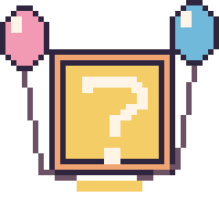 Pixel art Bloc mystère Mario avec des ballons, grille 40 × 40