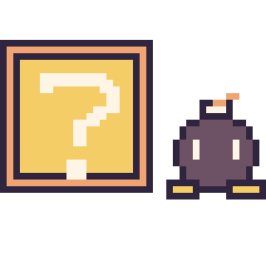 Pixel art Bloc mystère Mario et Bob-omb mini, grille 40 × 40