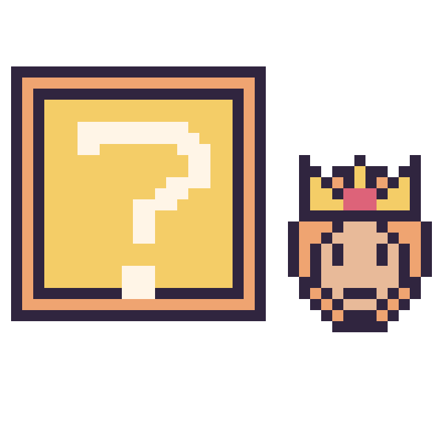 Modèle de pixel art Bloc mystère Mario et Daisy mini sur une grille de 40 par 40 cases