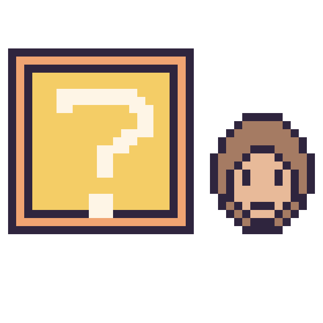 Modèle de pixel art Bloc mystère Mario et Donkey Kong mini sur une grille de 40 par 40 cases