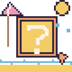 Pixel art Bloc mystère Mario à la plage, grille 40 × 40