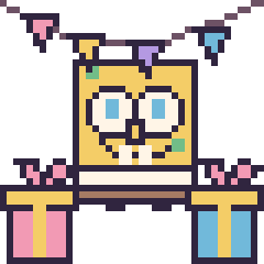 Pixel art Bob l'Éponge pour un anniversaire, grille 40 × 40