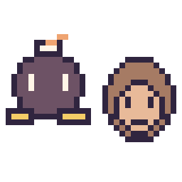Pixel art Bob-omb mini et Donkey Kong mini, grille 32 × 32