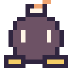 Pixel art Bob-omb mini 16 × 16, grille 16 × 16