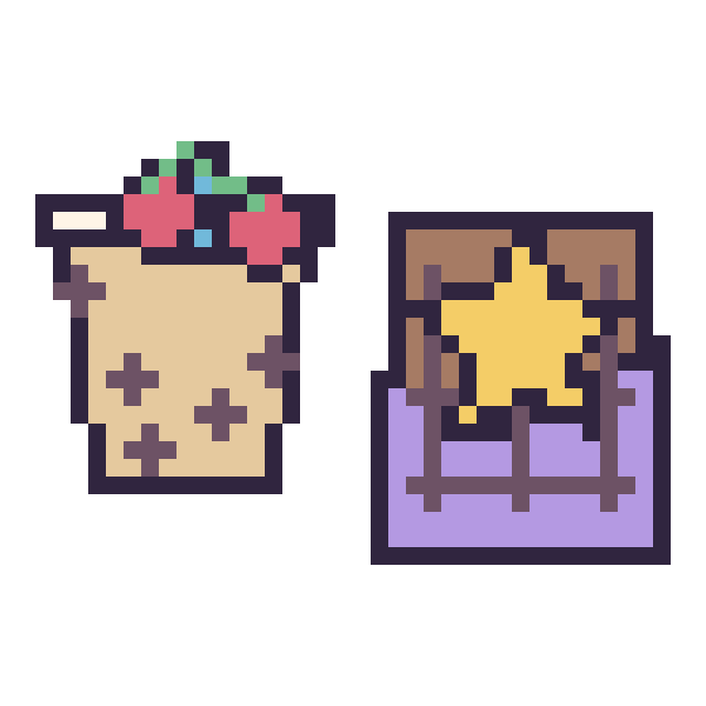 Modèle de pixel art Boba avec des cerises et Chocolat avec une étoile sur une grille de 40 par 40 cases