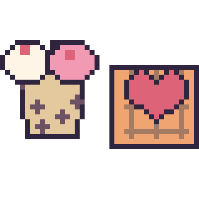 Modèle de pixel art Boba double garniture et Gaufre avec un cœur sur une grille de 40 par 40 cases