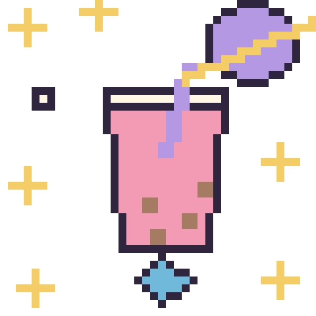 Modèle de pixel art Boba dans l’espace sur une grille de 40 par 40 cases