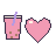 Pixel art Boba et Cœur, grille 48 × 48