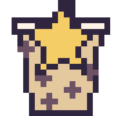 Pixel art Boba avec une étoile, grille 20 × 20