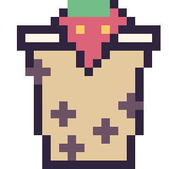 Pixel art Boba avec une fraise, grille 20 × 20