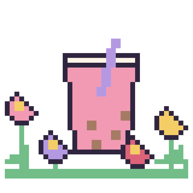 Modèle de pixel art Boba dans le jardin sur une grille de 40 par 40 cases