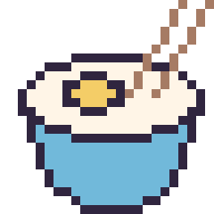 Pixel art Bol de ramen, grille 24 × 24