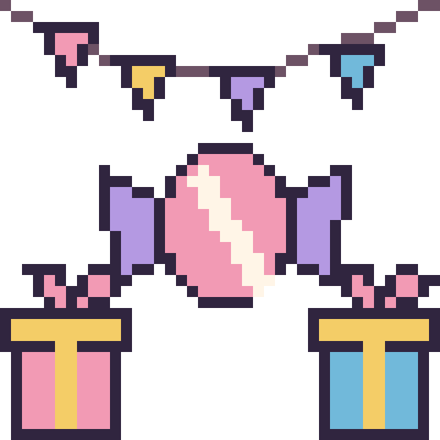 Modèle de pixel art Bonbon pour un anniversaire sur une grille de 40 par 40 cases