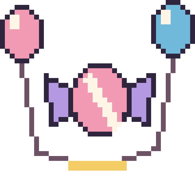 Modèle de pixel art Bonbon avec des ballons sur une grille de 40 par 40 cases