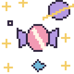 Pixel art Bonbon dans l’espace, grille 40 × 40