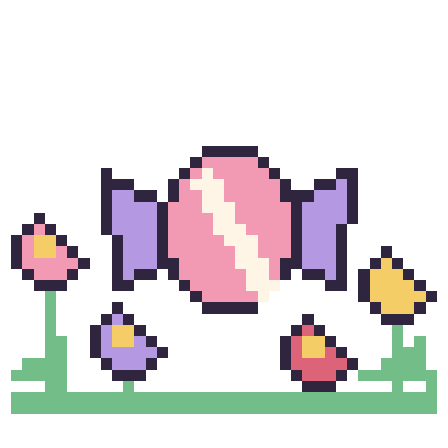 Modèle de pixel art Bonbon dans le jardin sur une grille de 40 par 40 cases