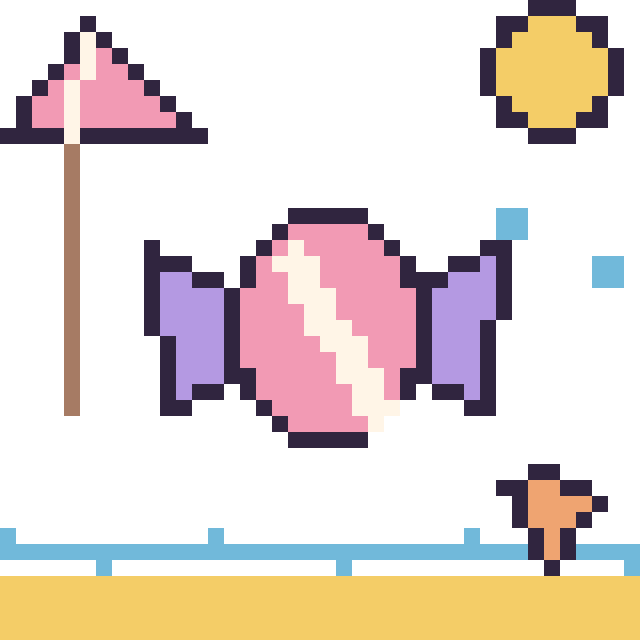 Modèle de pixel art Bonbon à la plage sur une grille de 40 par 40 cases