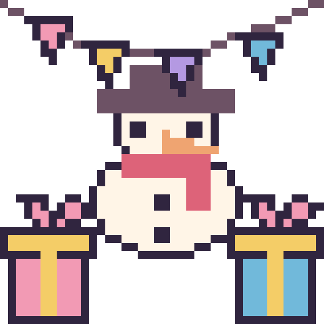 Modèle de pixel art Bonhomme de neige pour un anniversaire sur une grille de 40 par 40 cases