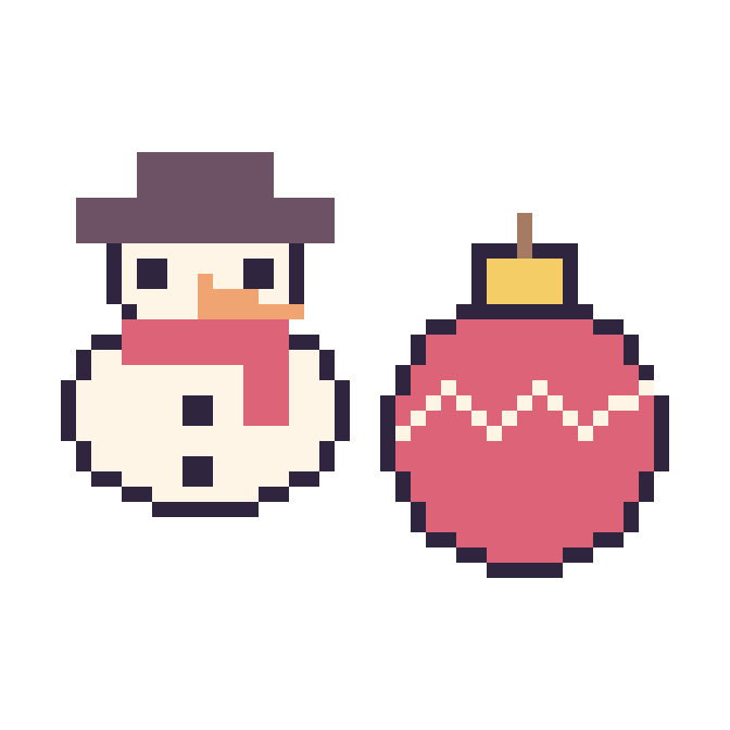 Modèle de pixel art Bonhomme de neige et Boule de Noël sur une grille de 48 par 48 cases