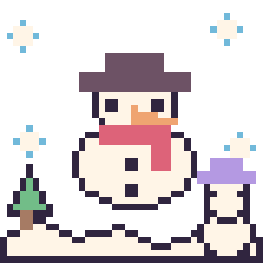Pixel art Bonhomme de neige en hiver, grille 40 × 40