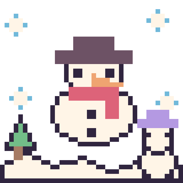 Modèle de pixel art Bonhomme de neige en hiver sur une grille de 40 par 40 cases