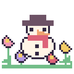 Pixel art Bonhomme de neige dans le jardin, grille 40 × 40