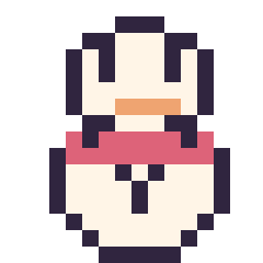 Pixel art Bonhomme de neige kawaii 16 × 16, grille 16 × 16
