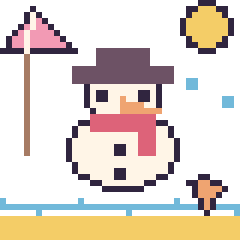 Pixel art Bonhomme de neige à la plage, grille 40 × 40