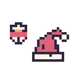 Pixel art Bonhomme de neige simple 10 × 10 et Bonnet de Noël kawaii 16 × 16, grille 32 × 32