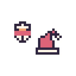 Pixel art Bonhomme de neige simple 10 × 10 et Bonnet de Noël simple 12 × 12, grille 32 × 32