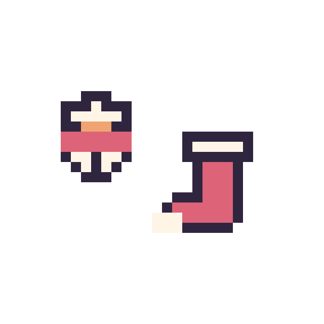 Modèle de pixel art Bonhomme de neige simple 10 × 10 et Chaussette de Noël simple 10 × 10 sur une grille de 32 par 32 cases