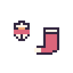 Pixel art Bonhomme de neige simple 10 × 10 et Chaussette de Noël simple 12 × 12, grille 32 × 32