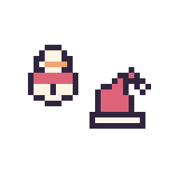 Pixel art Bonhomme de neige simple 12 × 12 et Bonnet de Noël simple 12 × 12, grille 32 × 32