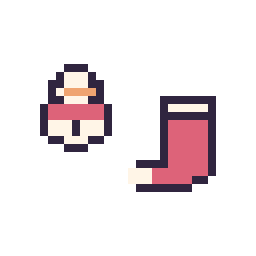 Pixel art Bonhomme de neige simple 12 × 12 et Chaussette de Noël simple 12 × 12, grille 32 × 32