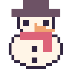 Pixel art Bonhomme de neige, grille 24 × 24