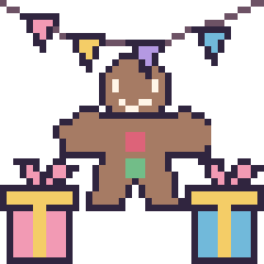 Pixel art Bonhomme en pain d'épices pour un anniversaire, grille 40 × 40