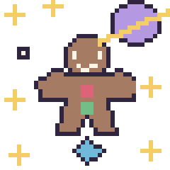Pixel art Bonhomme en pain d'épices dans l’espace, grille 40 × 40