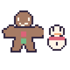 Pixel art Bonhomme en pain d'épices et Bonhomme de neige simple 16 × 16, grille 40 × 40