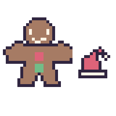 Pixel art Bonhomme en pain d'épices et Bonnet de Noël simple 12 × 12, grille 40 × 40
