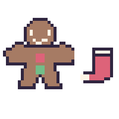 Pixel art Bonhomme en pain d'épices et Chaussette de Noël simple 12 × 12, grille 40 × 40